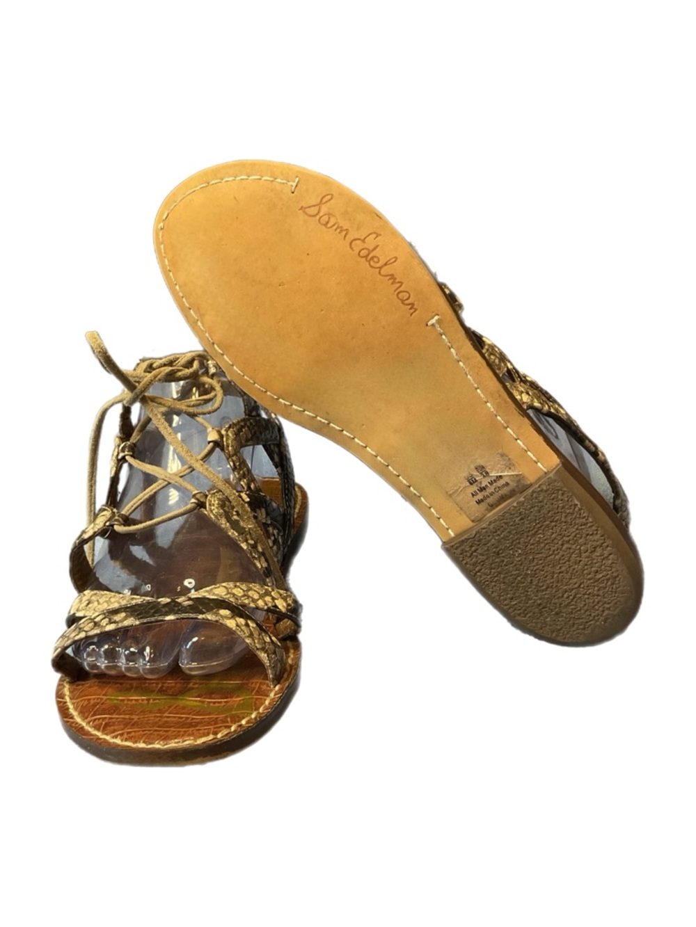 Sam Edelman "Gemma" sz 8M Lace-up Snake Print Gladiator Sandals Summer - Picture 10 of 14
